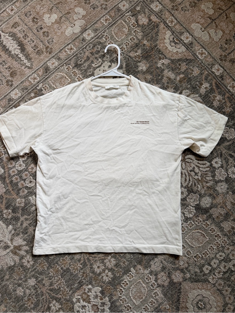 Zara White Short Sleeve Tee with Red & Yellow Abstract Back Art